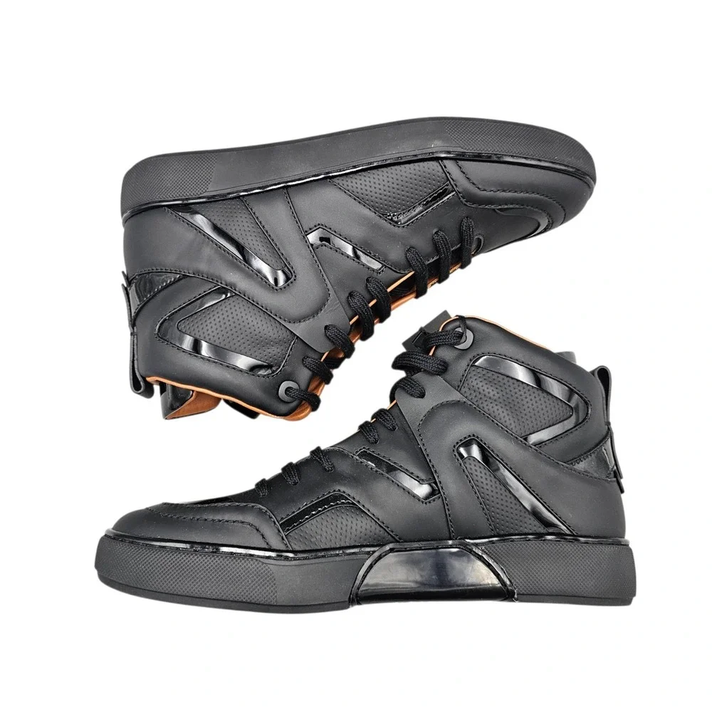 Ermenegildo Zegna Tiago Black Leather High Top Sneakers Mens Size 10 US A5212X